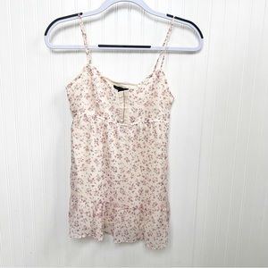 American Eagle NWT Cream & Mini Floral Spaghetti Strap Chiffon Blouse Size XS